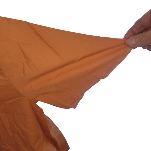 Who What Wear Womens Button-Down Short‎ Sleeve Blouse L Rust Orange 100% Cotton - Picture 8 of 8